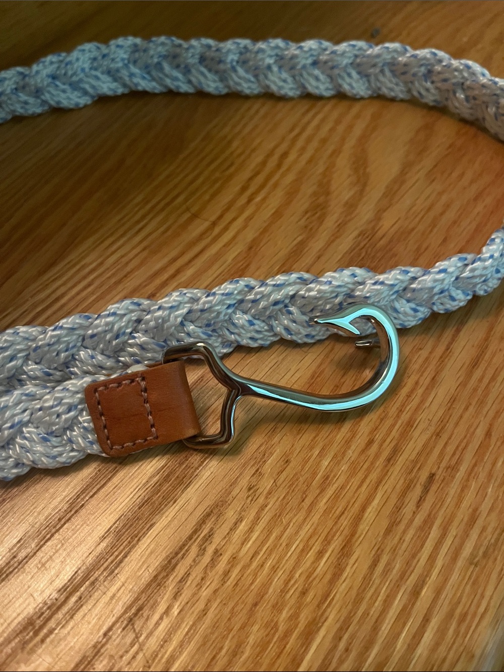 Vineyard Vines Light Blue Braided Belt with Hook Closure